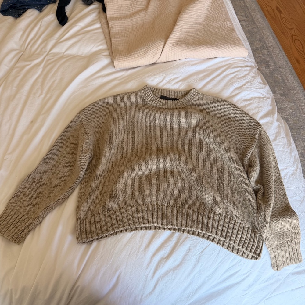 Jenni Kayne Chole Cotton Sweater in Wheat Sz M